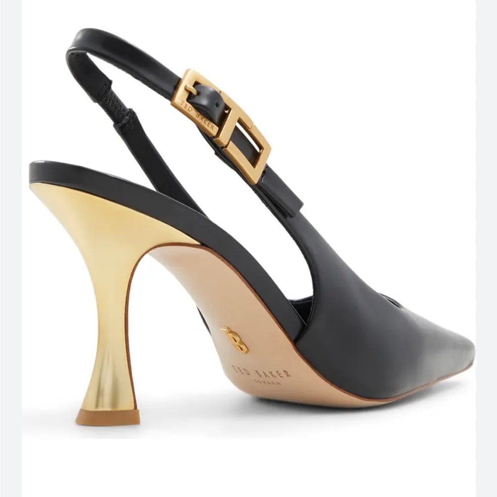 Ted Baker Black and Gold Lola Slingback Heels